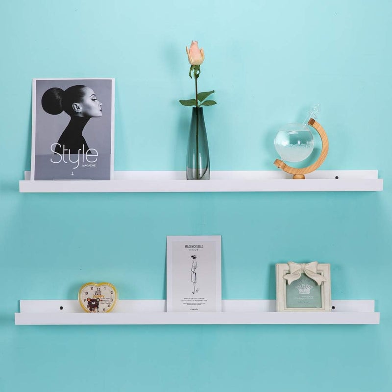 AZSKY 36 Inch Picture Ledge Shelf Floating Shelves Wall Mounted Set of 2 White - Image 4